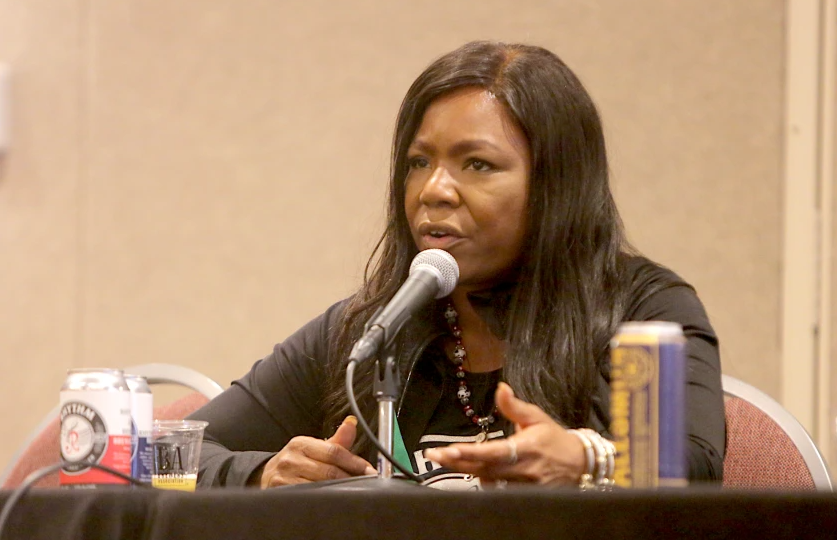 Alisa Bowens-Mercado, brewer and owner and of Rhythm Brewing Co., in New Haven, Connecticut speaks on a panel at the Craft Brewers Conference in at the Minneapolis Convention Center Monday, May 2, 2022.John Molseed / Post Bulletin